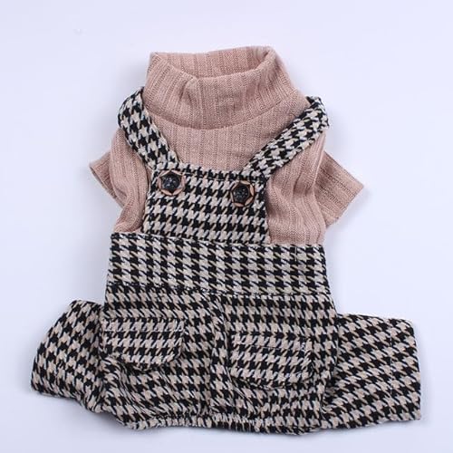 Hunde-/Katzenkleid, Pullover mit Riemen, Hahnentritt-Design, Haustier-Kapuzenpullover, Herbst-/Winterkleidung für Hunde und Katzen von YEAG