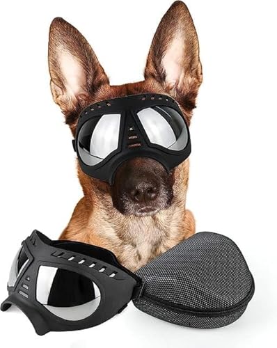 Hunde-Sonnenbrille, große Rassen, Anti-UV-Schutzbrille für Hunde, winddicht, Anti-Staub, Anti-Beschlag, weiche Haustier-Hundebrille für lange Schnauze Hunde von YEAG