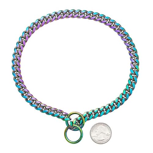 Hundehalsband, Schwarz / Gold, 10 mm, kubanische Glieder, Hundehalsband, Edelstahl, Metall, Rutschkette, Halsband für Hunde, strapazierfähig und kaufest Hundehalsband, Schwarz / Gold, 10 mm, kubanische Glieder, Hundehalsband, Edelstahl, Metall, Rutschkette, Halsband für Hunde, strapazierfähig und kaufest von YEAG