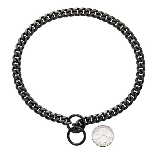 Hundehalsband, Schwarz / Gold, 10 mm, kubanische Glieder, Hundehalsband, Edelstahl, Metall, Rutschkette, Halsband für Hunde, strapazierfähig und kaufest Hundehalsband, Schwarz / Gold, 10 mm, kubanische Glieder, Hundehalsband, Edelstahl, Metall, Rutschkette, Halsband für Hunde, strapazierfähig und kaufest von YEAG