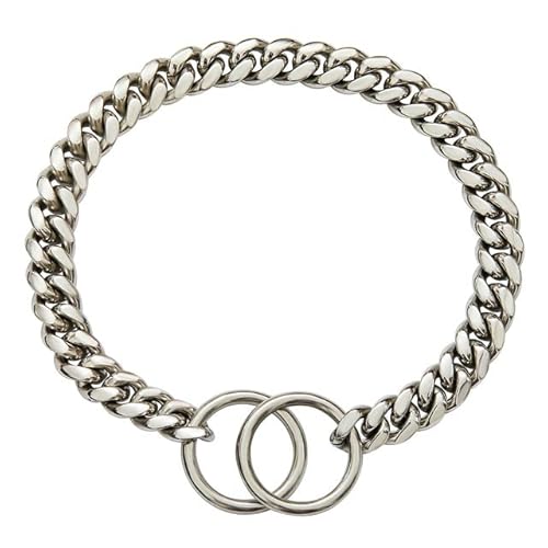 Hundehalsband, Schwarz / Gold, 10 mm, kubanische Glieder, Hundehalsband, Edelstahl, Metall, Rutschkette, Halsband für Hunde, strapazierfähig und kaufest Hundehalsband, Schwarz / Gold, 10 mm, kubanische Glieder, Hundehalsband, Edelstahl, Metall, Rutschkette, Halsband für Hunde, strapazierfähig und kaufest von YEAG