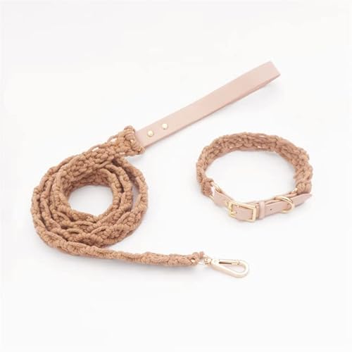 Leder-Hundehalsband, Leine, Set, luxuriös, handgestrickte Hundeleine, weich, für Welpen, Training, Wandern, Seile für Hunde Leder-Hundehalsband, Leine, Set, luxuriös, handgestrickte Hundeleine, weich, für Welpen, Training, Wandern, Seile für Hunde von YEAG