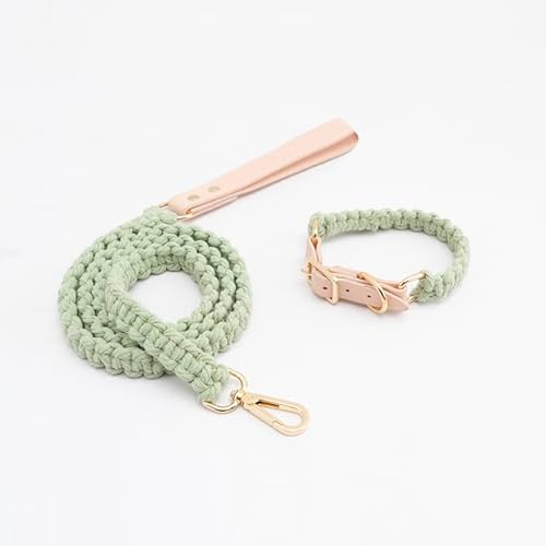 Leder-Hundehalsband, Leine, Set, luxuriös, handgestrickte Hundeleine, weich, für Welpen, Training, Wandern, Seile für Hunde Leder-Hundehalsband, Leine, Set, luxuriös, handgestrickte Hundeleine, weich, für Welpen, Training, Wandern, Seile für Hunde von YEAG