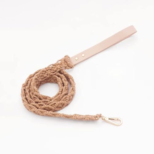 Leder-Hundehalsband, Leine, Set, luxuriös, handgestrickte Hundeleine, weich, für Welpen, Training, Wandern, Seile für Hunde Leder-Hundehalsband, Leine, Set, luxuriös, handgestrickte Hundeleine, weich, für Welpen, Training, Wandern, Seile für Hunde von YEAG