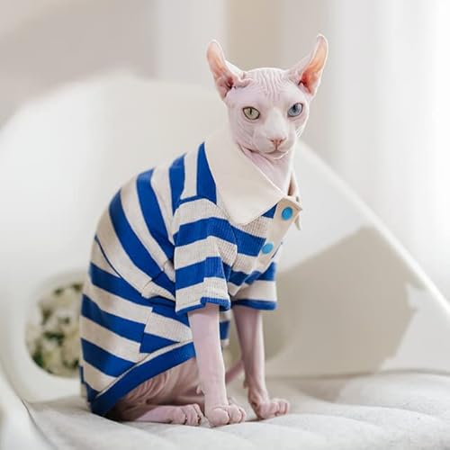 Sphynx Katzenkleidung, haarloses Katzen-T-Shirt, 100 % Baumwolle, weich, Sommer, ärmellos, dünnes T-Shirt, Katzenkleidung für Devon, Kornisch Sphynx Katzenkleidung, haarloses Katzen-T-Shirt, 100 % Baumwolle, weich, Sommer, ärmellos, dünnes T-Shirt, Katzenkleidung für Devon, Kornisch von YEAG