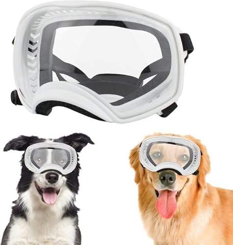 Transparente Hundebrille, mittelgroß, Sport, Sonnenbrille, UV-Schutz, Augenmuscheln, winddicht, Outdoor-Brille für mittelgroße und große Hunde von YEAG