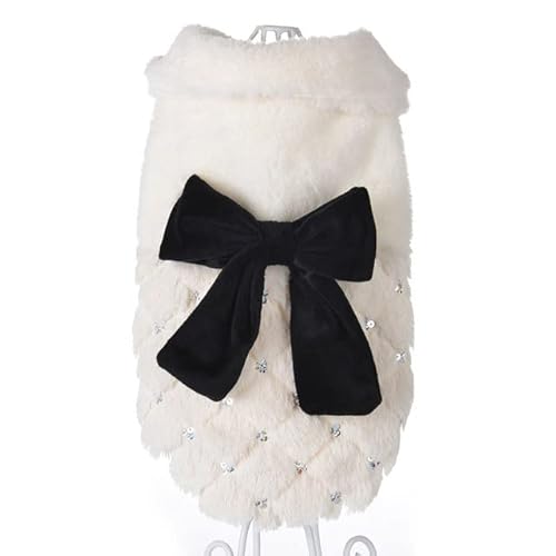 Warme Winterkleidung für kleine Katzen und Hunde, elegant, weißes Pelz, Haustier-Katzenmantel, Jacke mit Schleife, Knoten, Luxus-Kätzchen-Kleidung Warme Winterkleidung für kleine Katzen und Hunde, elegant, weißes Pelz, Haustier-Katzenmantel, Jacke mit Schleife, Knoten, Luxus-Kätzchen-Kleidung von YEAG