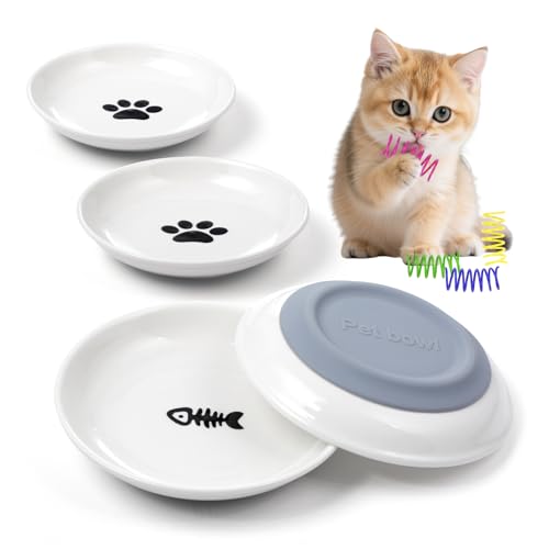 Katzennapf Flach Keramik Futterschale – 4er Set Futternapf Katze, Whiskerfreundlicher Katzenfutternapf für Nass- & Trockenfutter, rutschfeste Katzenschüssel, Katzenfressnapf mit 4 Katzenspielzeugen Katzennapf Flach Keramik Futterschale – 4er Set Futternapf Katze, Whiskerfreundlicher Katzenfutternapf für Nass- & Trockenfutter, rutschfeste Katzenschüssel, Katzenfressnapf mit 4 Katzenspielzeugen von YEAHGO