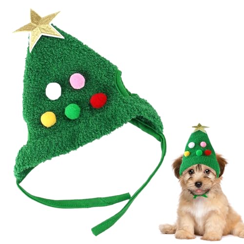 Haustier Weihnachtsmütze, Weihnachtskostüm Haustier Hund Katze, Niedlicher Plüsch Katzen Weihnachtsmütze mit Pompon, Weihnachtskostüm Hund, Perfekt Zum Verkleiden Von Haustieren zu Weihnachten (Grün) von YEAMLTE