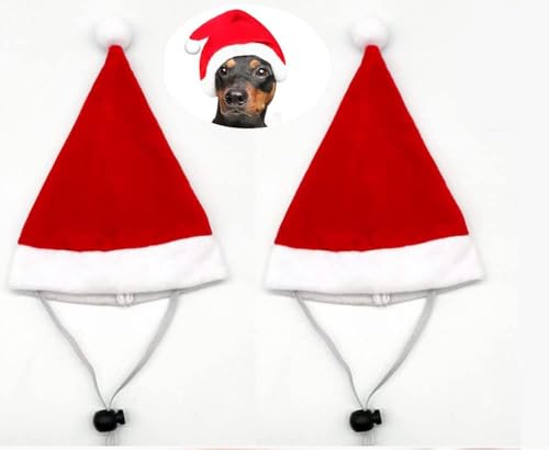 Nikolausmütze Haustier, 2 Stück Hund Katze Weihnachtsmütze, Nikolausmütze, Verstellbare Elastische Weihnachtsmütze, Hunde Mütze, Weihnachtsmütze Hund, Weihnachtsdeko-Mütze für Haustiere von YEAMLTE