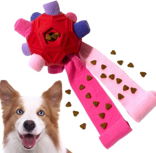 YEENER Upgrade Schnüffelball für Hunde Hundespielzeug Unzerbrechlich Ball Interaktives Spielzeug Snuffle Toys Haustier Puzzle Ball Toy für Kleine Mitte Groß Hunde (Rosa Violett, Orbicular-15CM) von YEENER