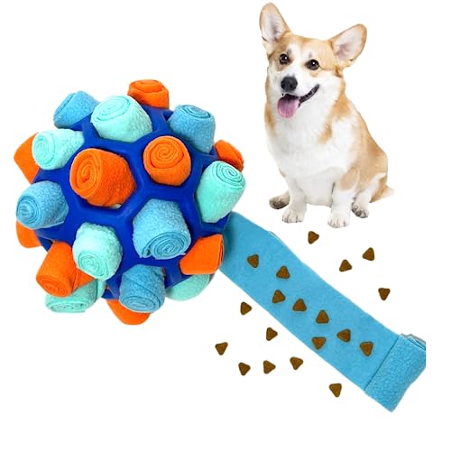 YEENER Schnüffelball für Hunde Hundespielzeug Unzerbrechlich Ball Interaktives Spielzeug Snuffle Toys Haustier Puzzle Ball Toy für Kleine Mitte Groß Hunde (Blau Mandarine, Orbicular-20CM) von YEENER