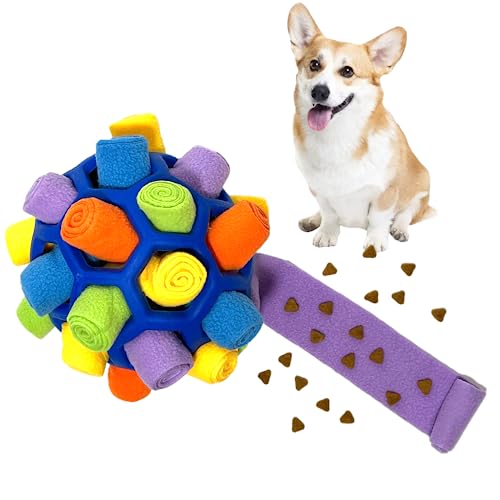 YEENER Schnüffelball für Hunde Hundespielzeug Unzerbrechlich Ball Interaktives Spielzeug Snuffle Toys Haustier Puzzle Ball Toy für Kleine Mitte Groß Hunde (Blauer Regenbogen, Orbicular-20CM) von YEENER