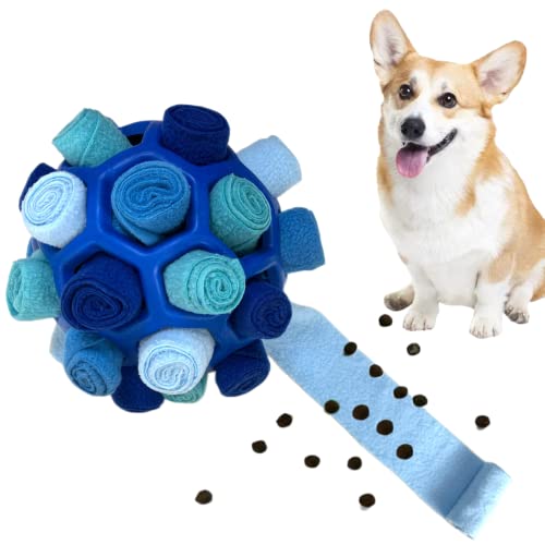 YEENER Schnüffelball für Hunde Hundespielzeug Unzerbrechlich Ball Interaktives Spielzeug Snuffle Toys Haustier Puzzle Ball Toy für Kleine Mitte Groß Hunde (Blau, Orbicular-20CM) von YEENER