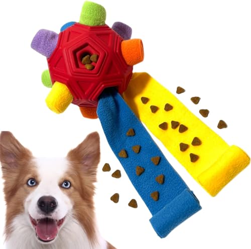 YEENER Upgrade Schnüffelball für Hunde Hundespielzeug Unzerbrechlich Ball Interaktives Spielzeug Snuffle Toys Haustier Puzzle Ball Toy für Kleine Mitte Groß Hunde (Rot, Orbicular-15CM) von YEENER