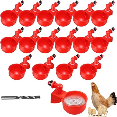 16 x Hühner-Bewässerungsbecher, automatisch, groß, automatische Haustier-Bewässerungsbecher für Enten, Küken, Truthähne, Wachteln, Hasen, Vogel und andere verschiedene Geflügelspender mit passendem von YEHOOM