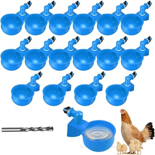 16 x Hühner-Bewässerungsbecher, automatisch, groß, automatische Haustier-Bewässerungsbecher für Enten, Küken, Truthahn, Wachteln, Hasen, Vogel und andere verschiedene Geflügelspender mit passendem von YEHOOM