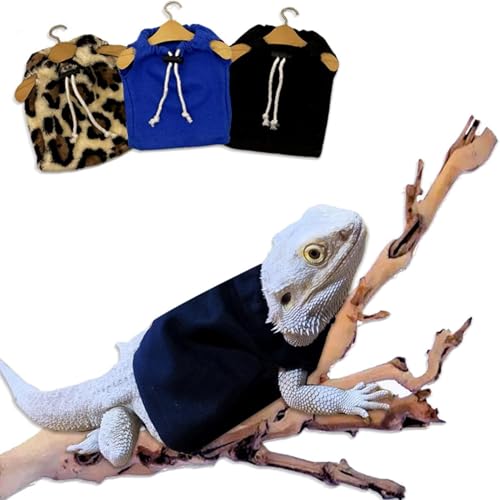 Bartdrache Eidechsen-Kleidung, Pulloverjacke, kleines Haustierkostüm, Flanellbekleidung für Party, Cosplay, Schwarz von YEHOOM