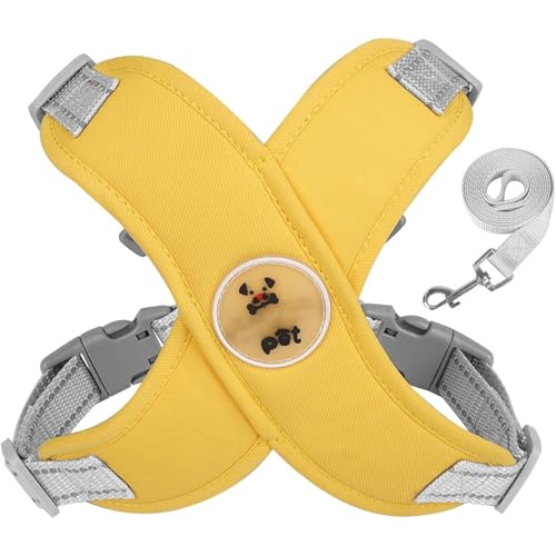 Comfort X Head in Hundegeschirr, gemütliches Set für Hunde und Leine, verstellbar, perfekt für unterwegs, für mittelgroße oder kleine Hunde, für drinnen und draußen, Gelb, M (5,4–9 kg)) von YEHOOM