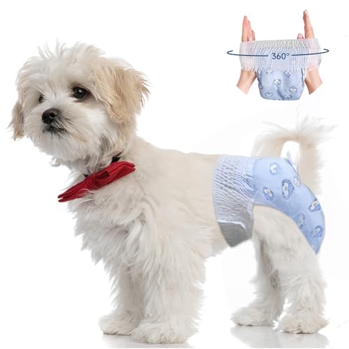 Einweg-Hundewindeln, 10 Stück, dehnbare Einwegwindeln für männliche Hündinnen, mit verstellbarem Wickel in Wärmeperiode, Wasserlassen, auslaufsicher (10 - XS (Taille 8,6) von YEHOOM