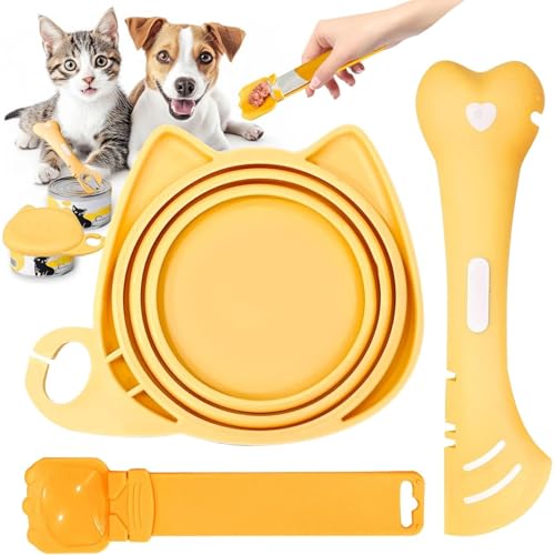 Futterspachtel für Katzen und Hunde, Futterspatel für Nassfutter, verschiebbarer Leckerlis, Leckerli-Löffel, Spender für Katzen, flüssiger Snack (Gelb) von YEHOOM