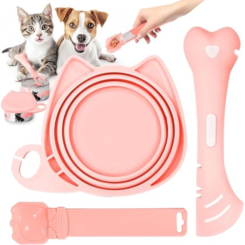 Futterspachtel für Katzen und Hunde, Futterspatel für Nassfutter, verschiebbarer Leckerlis, Leckerli-Löffel, Spender für Katzen, flüssiger Snack (Rosa) von YEHOOM