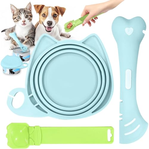 Futterspachtel für Katzen und Hunde, Futterspatel für Nassfutter, verschiebbarer Leckerlis, Leckerli-Löffel, Spender für Katzen, flüssiger Snack (blau) von YEHOOM