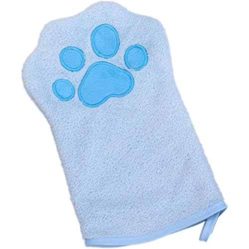 Handschuh für Hunde und Katzen, Haustierpflege, saugfähige Mikrofaser, schnell trocknend, Welpenbadetuch für kleine, mittelgroße Haustiere (Blau, 1 Stück) von YEHOOM