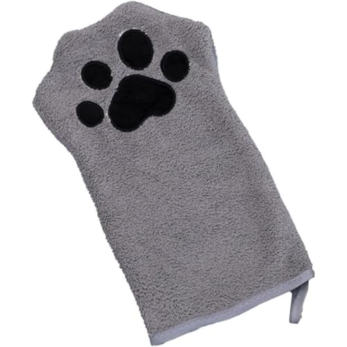 Handschuh für Hunde und Katzen, Haustierpflege, saugfähige Mikrofaser, schnell trocknend, Welpenbadetuch für kleine, mittelgroße Haustiere (Grau, 1 Stück) von YEHOOM