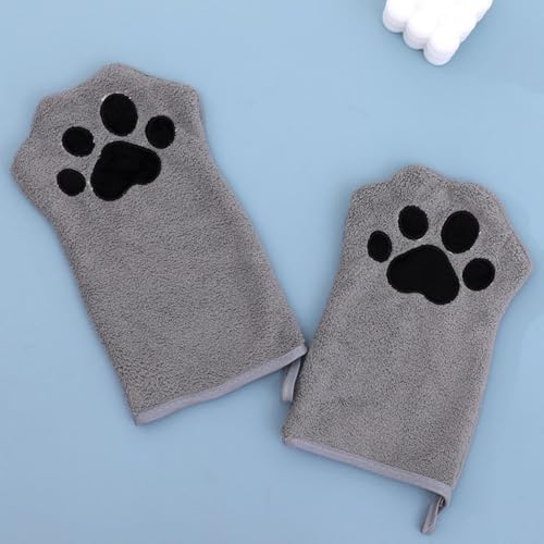 Handschuh für Hunde und Katzen, Haustierpflege, saugfähige Mikrofaser, schnell trocknend, Welpenbadetuch für kleine, mittelgroße Haustiere (Grau, 2 Stück) von YEHOOM