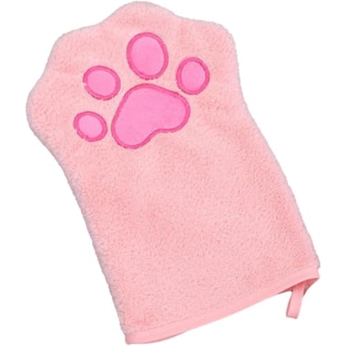 Handschuh für Hunde und Katzen, Haustierpflege, saugfähige Mikrofaser, schnell trocknend, Welpenbadetuch für kleine, mittelgroße Haustiere (Rosa, 1 Stück) von YEHOOM