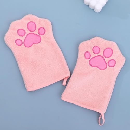 Handschuh für Hunde und Katzen, Haustierpflege, saugfähige Mikrofaser, schnell trocknend, Welpenbadetuch für kleine, mittelgroße Haustiere (Rosa, 2 Stück) von YEHOOM