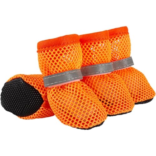 Hundeschuhe für kleine Hunde, Haustierschuhe, atmungsaktive Netzstiefel, Hot Pavement, Sommer, Welpenstiefel, Schutz für mittelgroße Hunde (Orange-XL) von YEHOOM