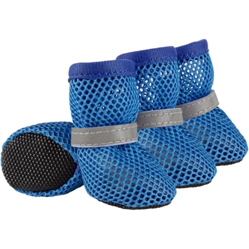 Hundeschuhe für kleine Hunde, Haustierschuhe, atmungsaktive Netzstiefel, heißer Gehweg-Sommer-Welpenstiefel, Schutz für mittelgroße Hunde (Blau-XL) von YEHOOM