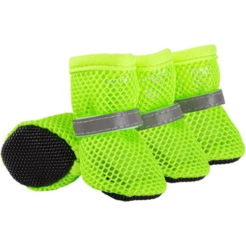 Hundeschuhe für kleine Hunde, Haustierschuhe, atmungsaktive Netzstiefel, heißer Gehweg-Sommer-Welpenstiefel, Schutz für mittelgroße Hunde (grün, mittel) von YEHOOM