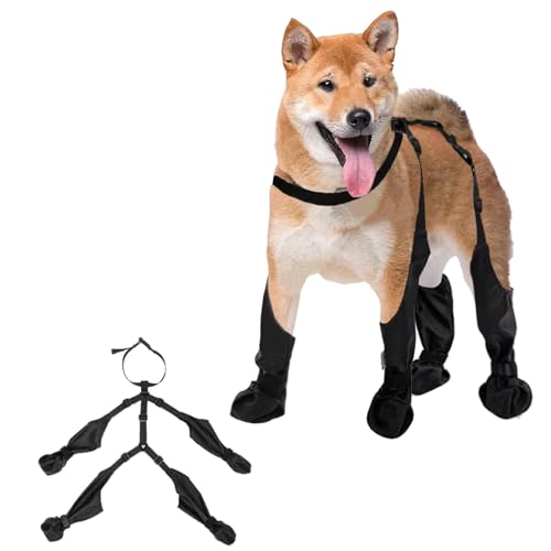 Strapsstiefel für Hunde, rutschfest, wasserdicht, Hundepfotenstiefel für Herbst, Schnee, Outdoor, Spaziergänge (XS) von YEHOOM