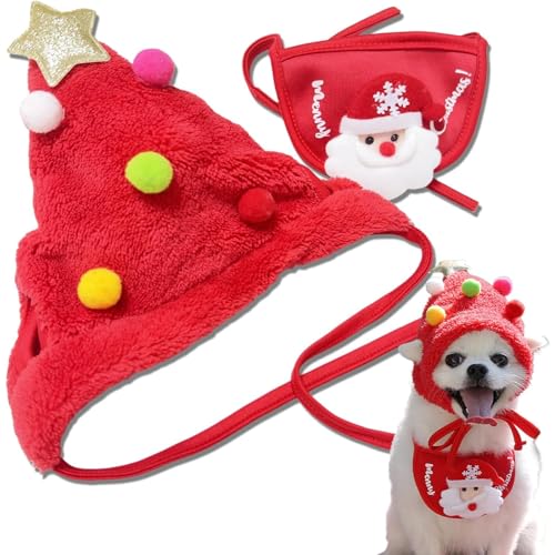 Weihnachtsmütze für Hunde, Weihnachtsmannmütze, Halstuch, Ohren, Haustierkostüm, Zubehör für Hunde und Katzen, Urlaub, Party, Cosplay, für kleine, mittelgroße Hunde und Katzen Weihnachtsmütze für Hunde, Weihnachtsmannmütze, Halstuch, Ohren, Haustierkostüm, Zubehör für Hunde und Katzen, Urlaub, Party, Cosplay, für kleine, mittelgroße Hunde und Katzen von YEHOOM