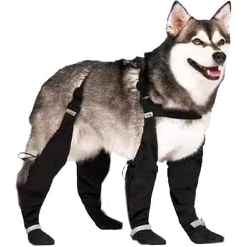 YEHOOM Regenstiefel und Schuhe für Hunde, mit Hosenträgern und Pfotenschutz, wasserdicht, rutschfest, reflektierend, Größe XXL von YEHOOM