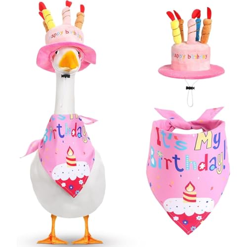YEHOOM Spring Goose Outfits für Zement Kunststoff Gänse Enten Dekorationen Happy Birthday Gans Outfit Veranda (rosa Lätzchen) von YEHOOM