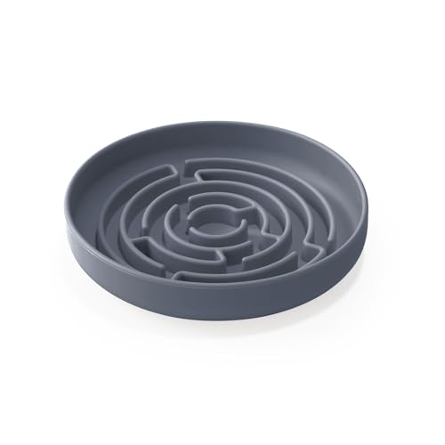 Anti Schling Napf für Hunde und Katzen I Slow Feeder I Leckmatte Hund mit großem Saugnapf I Schleckmatte Katze für Nassfutter (Grau) von YEICXOH