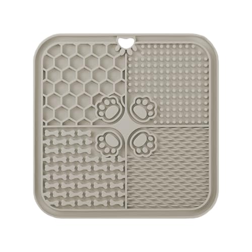 leckmatte Hund,Leckmatte für Hunde, Futtermatte für Butter & Joghurt, Hundespielzeug für Baden, Training & Fellpflege (1er-Pack Beige, 20X20 cm) von YEICXOH