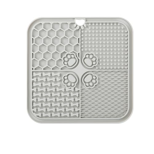 Leckmatte für Hunde, Futtermatte für Butter & Joghurt, Hundespielzeug für Baden, Training & Fellpflege (1er-Pack Grau, 20X20 cm) von YEICXOH