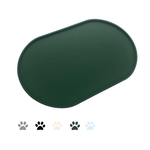 Silikon wasserdicht Hund und Katze Haustier Fütterung Matte,Anti-Rutsch-Tiernapf Matte,Haustier Fütterung Matte (Avocado Green, 43X29 cm) von YEICXOH