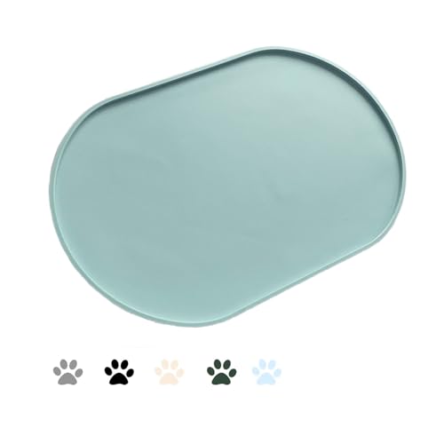 Silikon wasserdicht Hund und Katze Haustier Fütterung Matte,Anti-Rutsch-Tiernapf Matte,Haustier Fütterung Matte (Hellblau, 43X29 cm) von YEICXOH