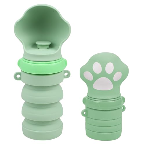 Tragbare Hundewasserflasche, auslaufsicherer Reise-Haustier-Wasserspender, lebensmittelechtes Silikon, faltbares Design für Haustiere im Freien, Wandern, Reisen (Grün, 500 ml) von YEICXOH