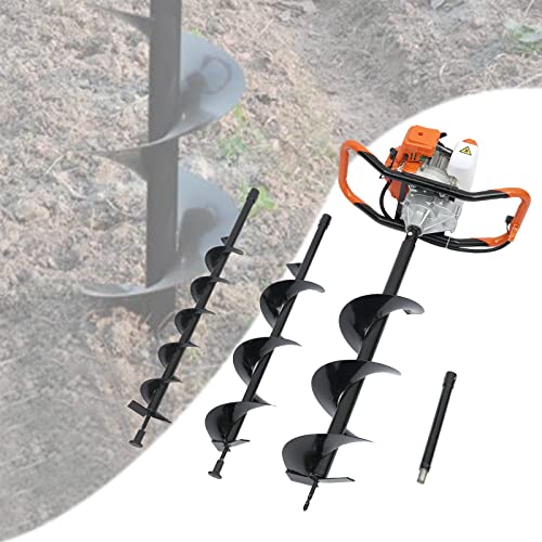 52cc Benzin-Erdbohrer, 2-Takt Handheld Erdlochbohrer, Gas Powered Post Hole Digger, mit 3 Bohrer(4", 6" und 8"), Benzin Erdbohrer Brunnenbohrer Bodenbohrer, 8500rpm, für Ackerland, Gartenpflanzen von YEITBY