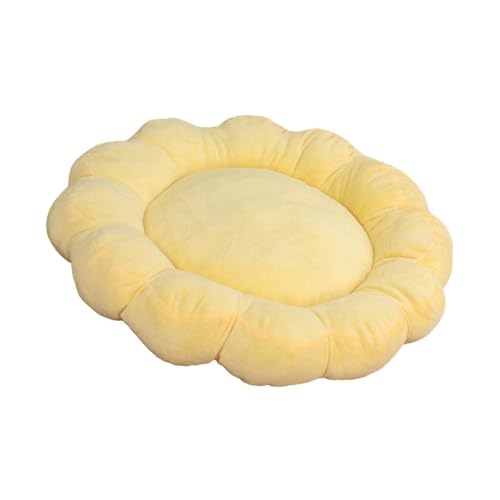 Weiches Haustier-Nistbett, bequem, niedliche Blütenblätter, Katzenbett für Pudel, Kätzchen, Welpen, Gelb von YEJBBUC