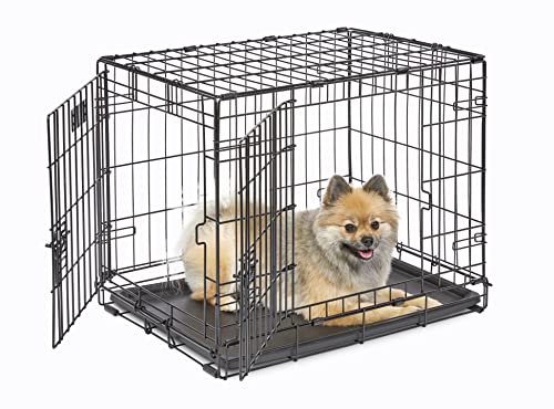 MidWest Homes for Pets iCrate Modell 1524 Hundebox, ca. 61 cm lang, mit Doppeltür, auslaufsicherer Bodenwanne, Bodenschutzfüßen, Trenneinsatz und patentierten Funktionen, schwarz von MidWest Homes for Pets