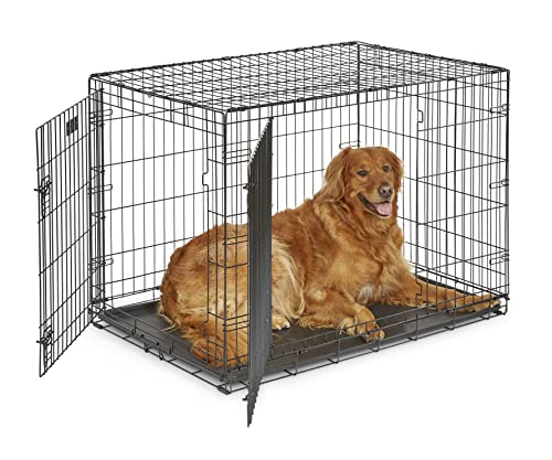 MidWest Homes for Pets iCrate Modell 1542DDU Hundebox, ca. 107 cm lang, mit Doppeltür, auslaufsicherer Bodenwanne, Bodenschutzfüßen, Trenneinsatz und patentierten Funktionen, schwarz von MidWest Homes for Pets