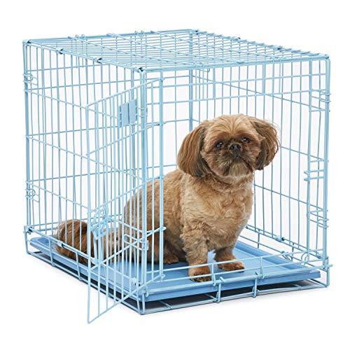MidWest Homes for Pets iCrate Modell 1524BL Hundebox, ca. 61 cm lang, mit Einzeltür, auslaufsicherer Bodenwanne, Bodenschutzfüßen, Trenneinsatz und patentierten Funktionen, blau von MidWest Homes for Pets